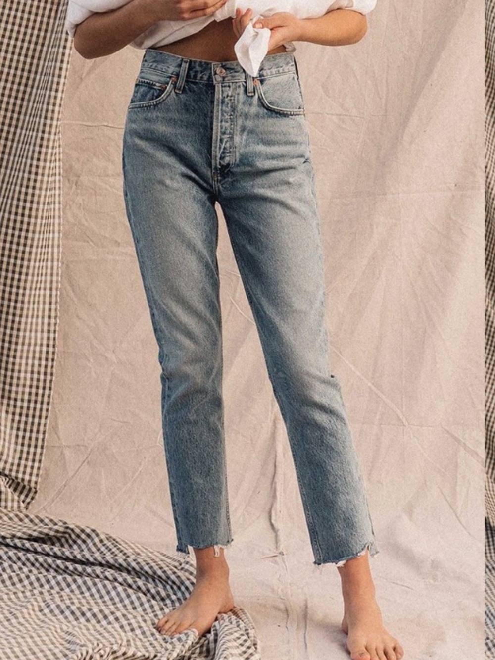 Agolde High Rise Straight Leg Jeans in Zephyr